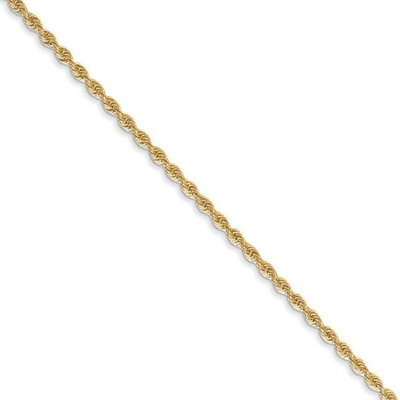 1.5mm 14k Yellow Gold Handmade Rope Chain Necklace 30 Inch